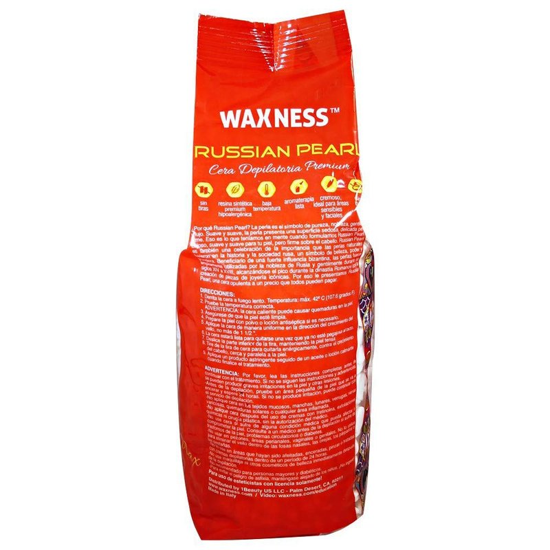 Waxness RUSSIAN PEARL (Creamy) and SENSI CLEAR (Gel) Rosin-Free Stripless Hard Wax for Sensitive Skin, Brazilian & Full Body Hair Removal 2.2 lb / 1 kg Each, Pack of 2, Made in Italy