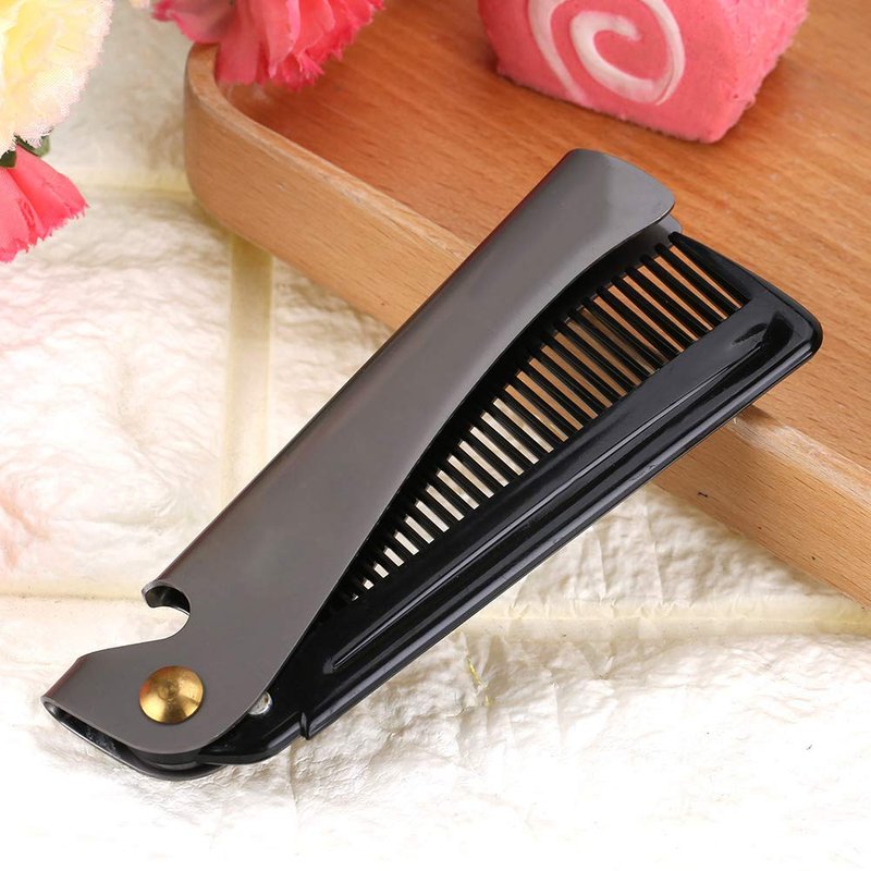 Pocket Stainless Steel Beard Comb Moustache Comb with Smooth Round Teeth for Men Grooming Beard Maintenance Tool (Peines para Barba y Bigote)