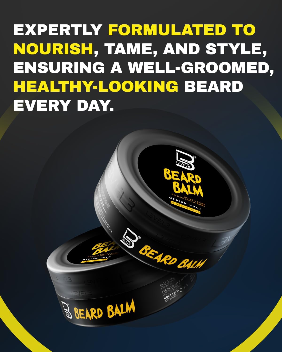 Level 3 Beard Balm - Leave-In Conditioner and Softener for Men - Deep Massage Care