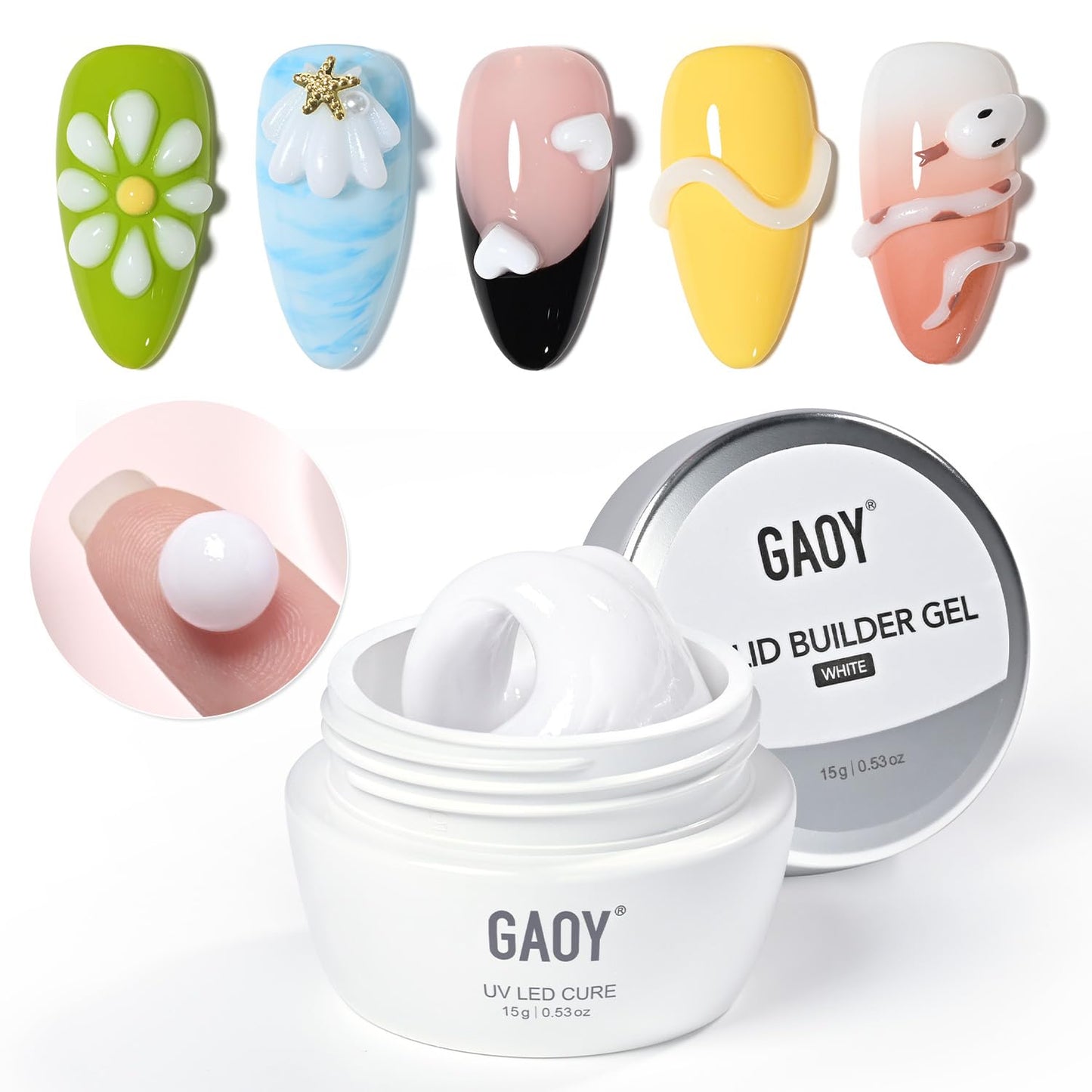 Clear 3D Sculpting Gel for Nail Art - Non-Sticky Hard Builder Gel, 15g for Carving & Molding