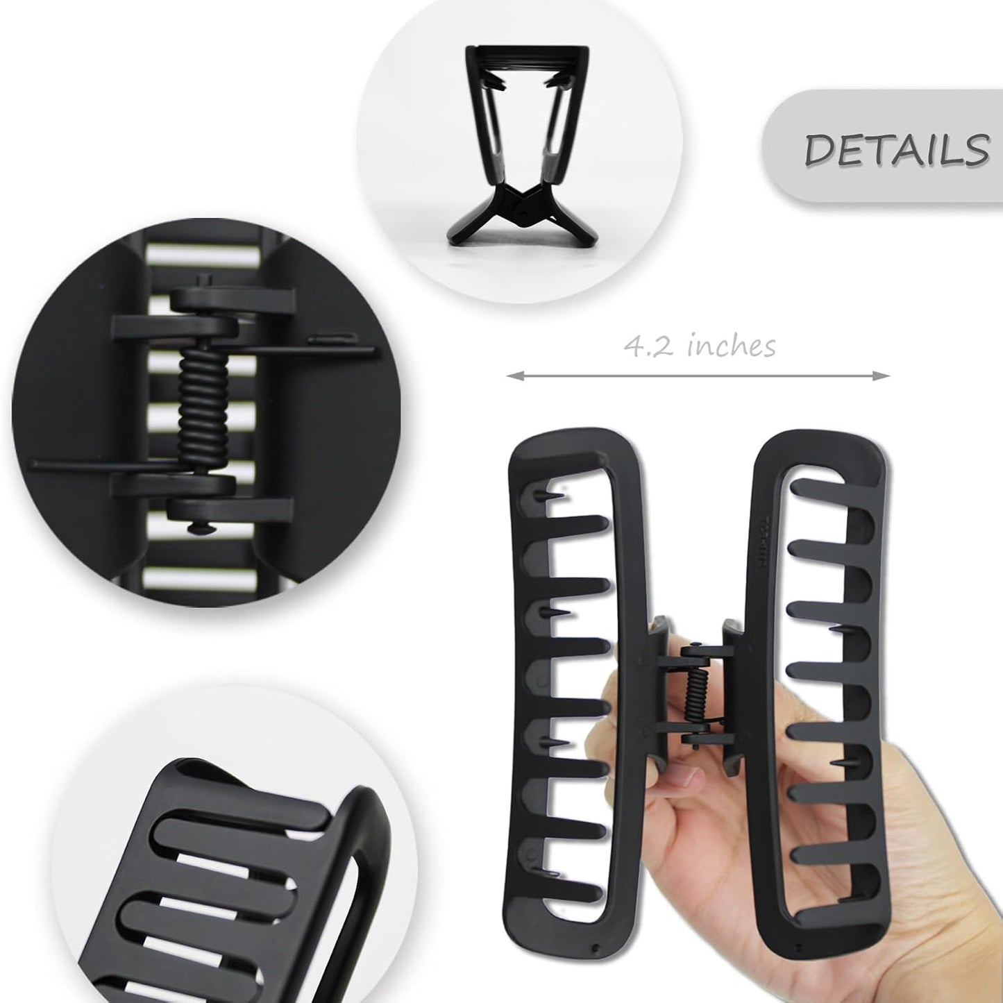 Large Hair Claw Clips - Unbreakable Glossy Rectangle Jaw Clips for Thick & Curly Hair | 5.1 Inch XL - 3 Pack