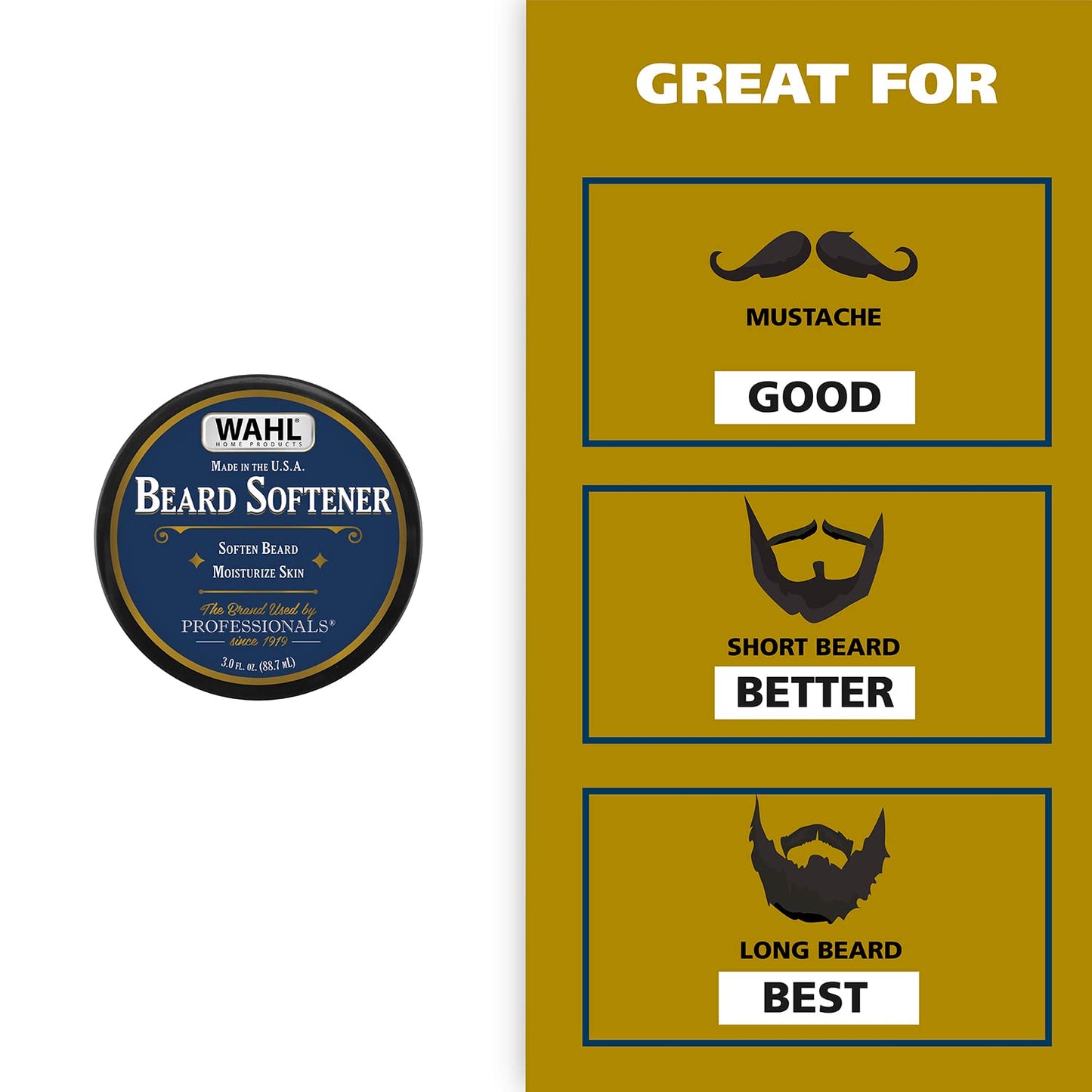 WAHL Beard Creme for Softening Moisturizing Conditioning Facial Hair with Essential Manuka/Meadowfoam Seed/Clove & Moringa Oil for Men’s Grooming, Blue, Tea Tree, 3 Fl Oz