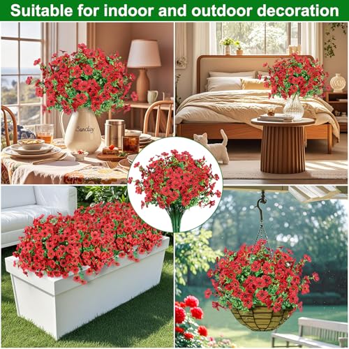 12 Pcs UV Resistant Artificial Flowers for Outdoor Decor
