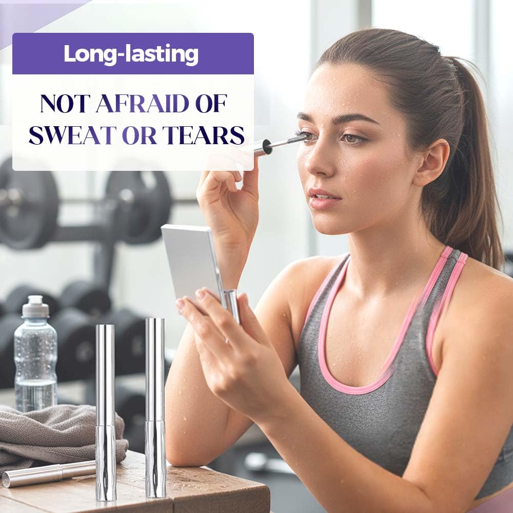 Metal Wand Mascara, Waterproof Fibre Mascara, Tubular Eyelash Primer, Metal Wand for Lengthening and Curling, Long-Lasting Lash Define (Black)