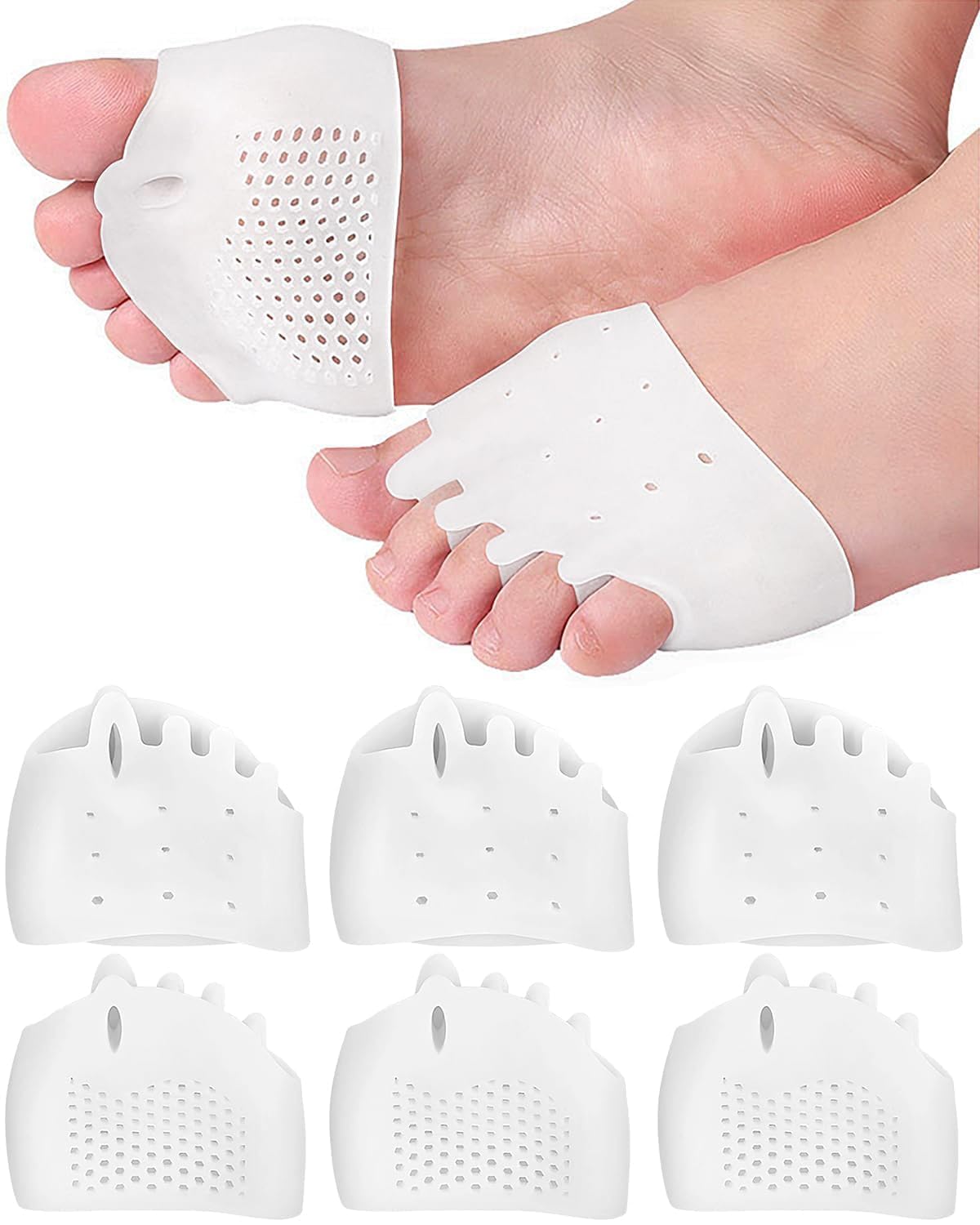 Silicone Toe Separators for Bunions & Overlapping Toes - Gel Spacers for Pain Relief | Soft Breathable Alignment Sleeves (2 Pairs)