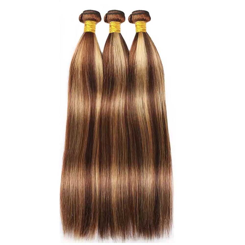 28 30 32 Inch Color 27 Bundles Human Hair Blonde Straight Bundle Highlight 3 Bundles Brazilian Virgin Hair Extensions