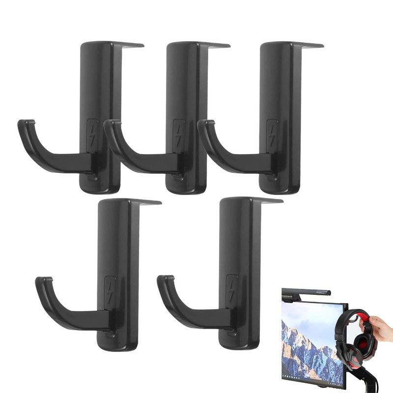 Angoily Monitor Headphone Stand Hook, 20 Pcs Universal Headset Hanger Wall Mount Holder, Screen Edge Under Desk Earphone Mount with Cable Organizer, Compatible with All Headphones