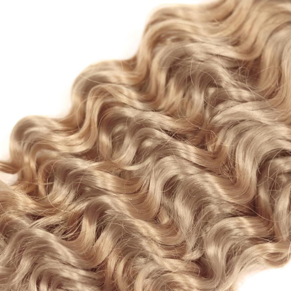 24 26 28 inch Color 22 Human Hair Bundles Ash Blonde Deep Wave Bundles Blonde Wet and Wavy Bundle #22 Deep Wave Bundle