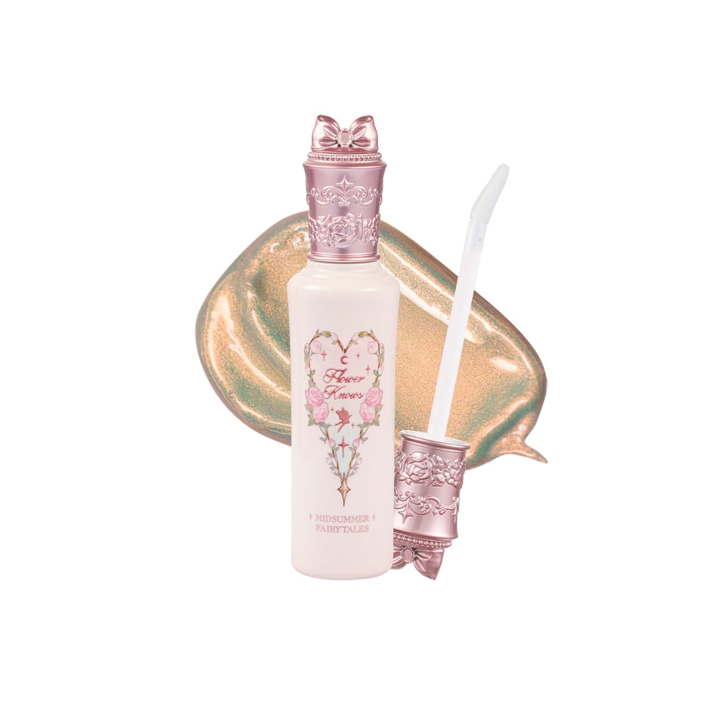 Flower Knows Midsummer Fairytales Liquid Highlighter&Eyeshadow,Silver Glitter Highlighter Makeup,Shimmer Face Illuminator,Blendable&Long-lasting face Highlighter for All Skin Tones(01 Moonlight Swing)