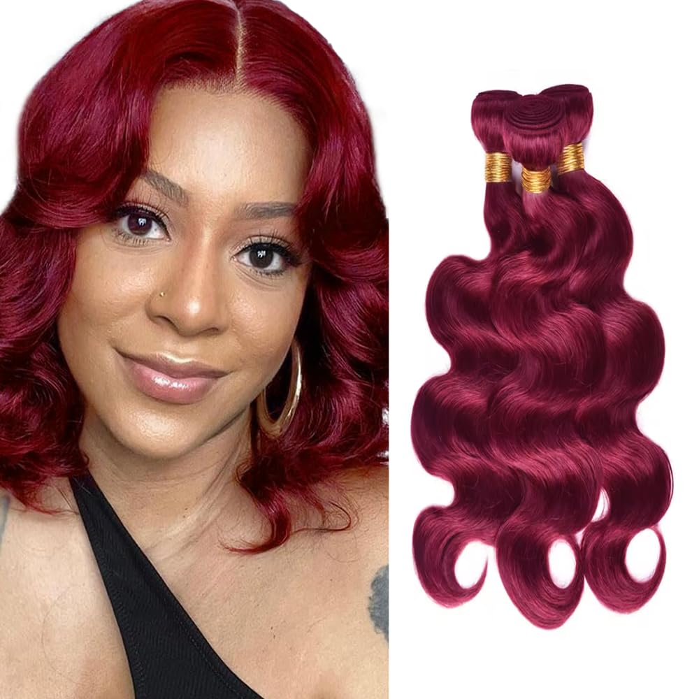 Burgundy Bundles Human Hair 99J Body Wave Bundles 14 16 18 inch Red Human Hair Bundle Burgundy Body Wave Bundle