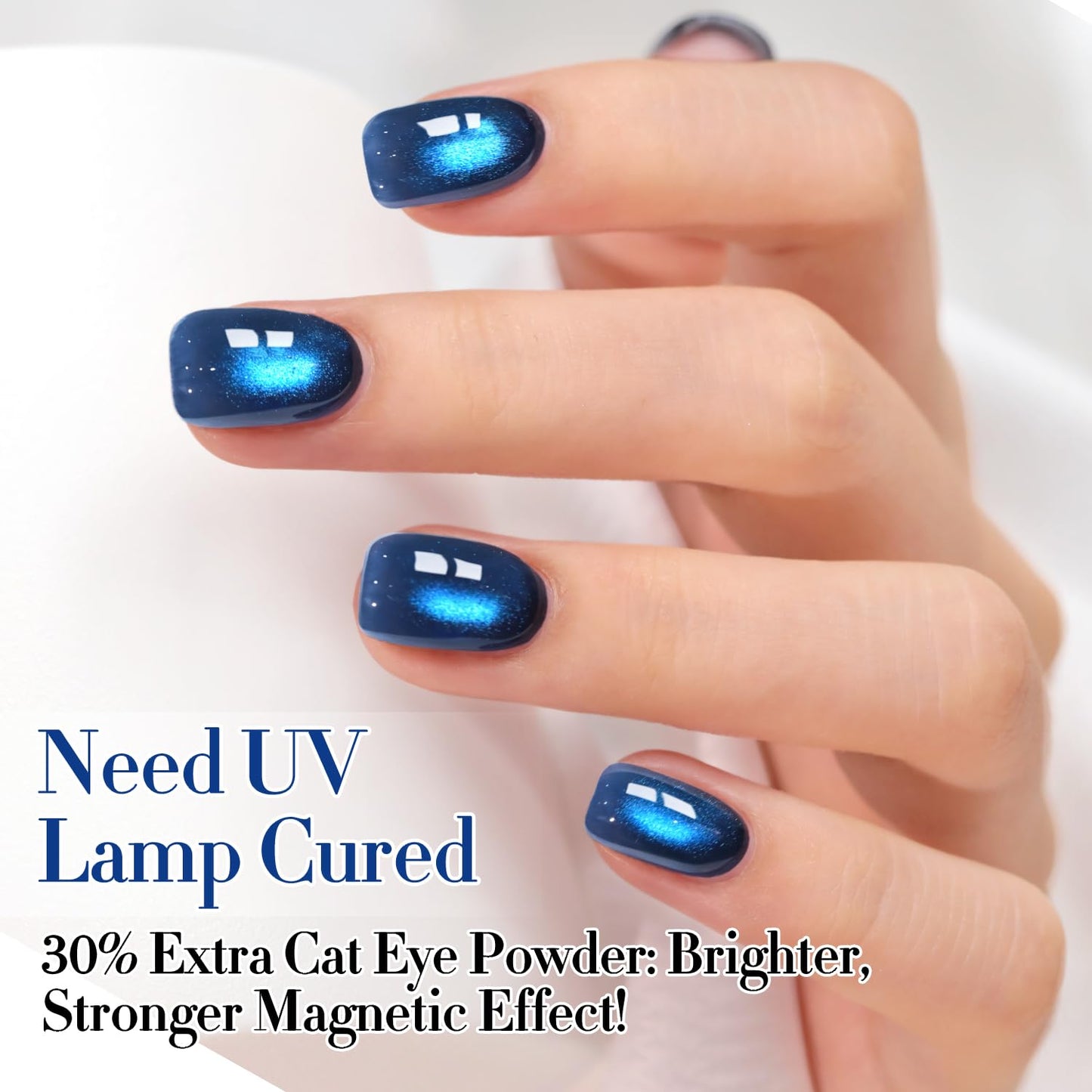 Double Rhythm Jelly Glass Cat Eye Gel Polish with Magnet 15ML Holographic Glitter Shimmer Translucent Sheer Color Magnetic Nail Polish Salon DIY at Home (Deep Navy Blue-MC1312)