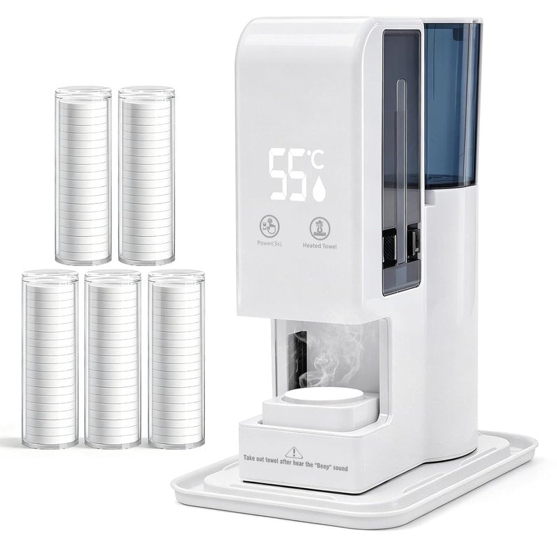 Towel Warmer Machine - Portable Face Towel Heater with Steam | 5-Second Fast Heating, 55°C (131°F) Constant Temperature, 100PCS Towels Included