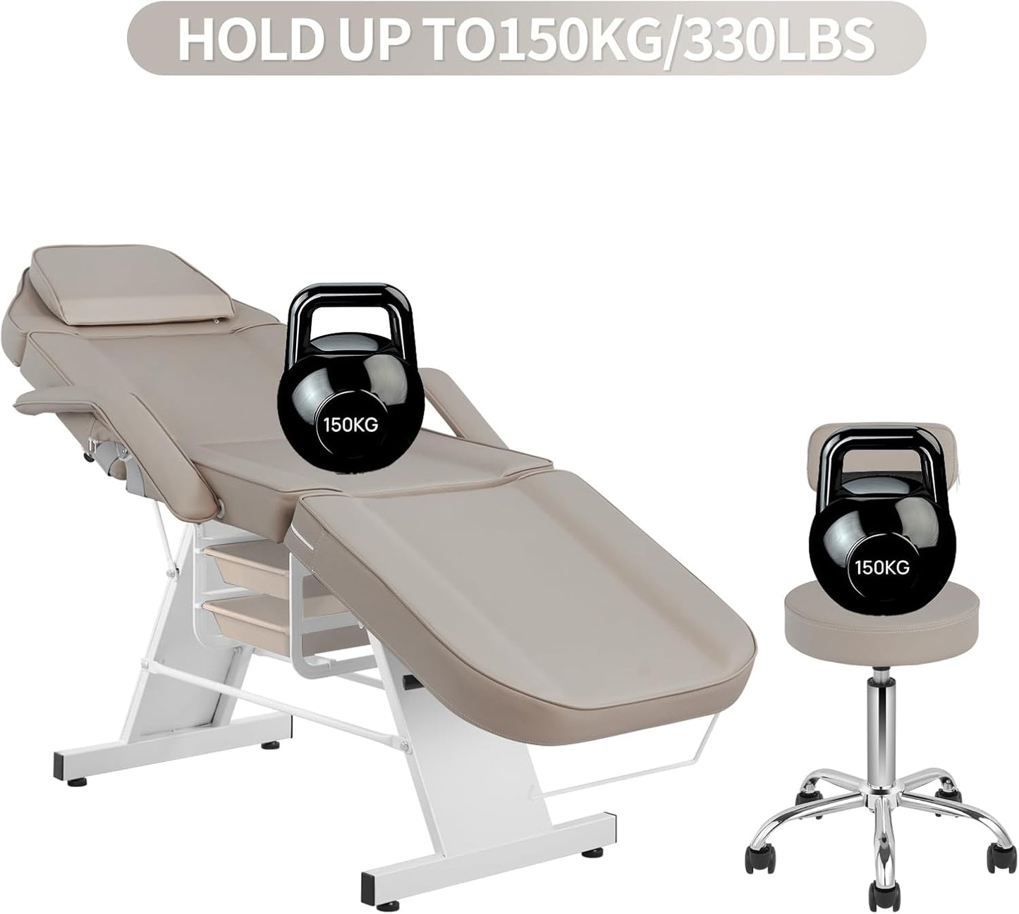 Tattoo Chair - Adjustable Facial Chair with Hydraulic Stool for Estheticians | Gray Multipurpose Spa Equipment
