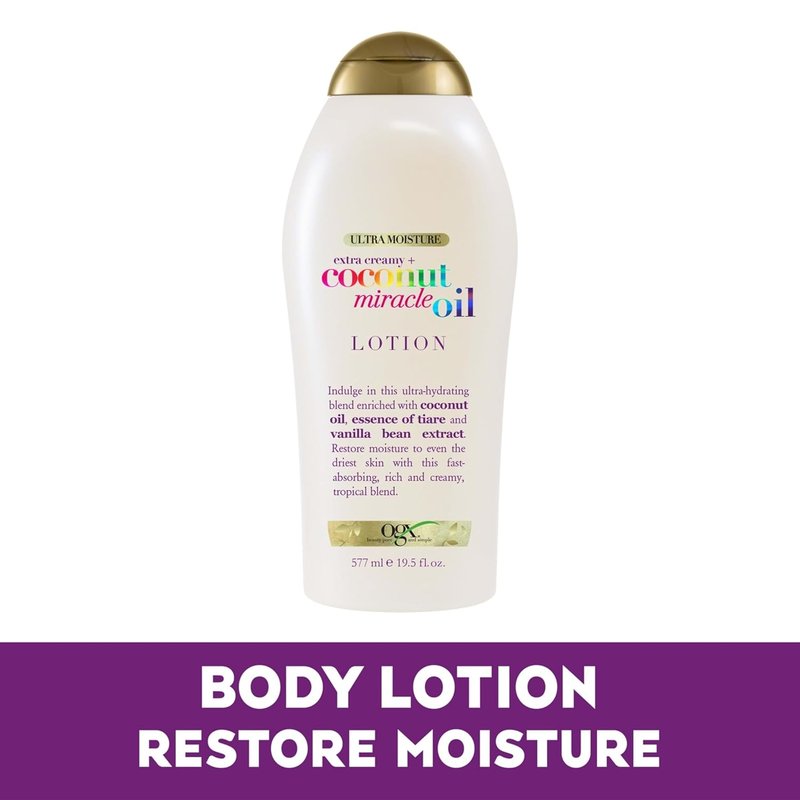OGX Coconut Miracle Oil Body Lotion - Ultra Moisturizing, Fast-Absorbing, Paraben-Free | 19.5 Ounce