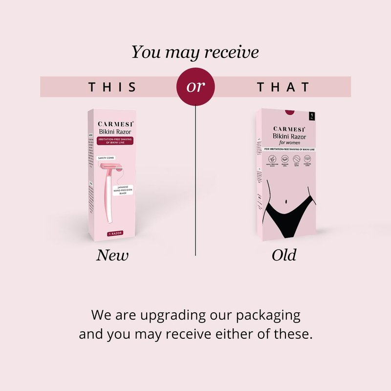 Carmesi Bikini Razor for Women | No Cuts, No Bumps Hair Removal | Japanese Nano-Precision Blade with Safety Comb | Smooth, Irritation-Free Bikini Line Shave | 1 Razor