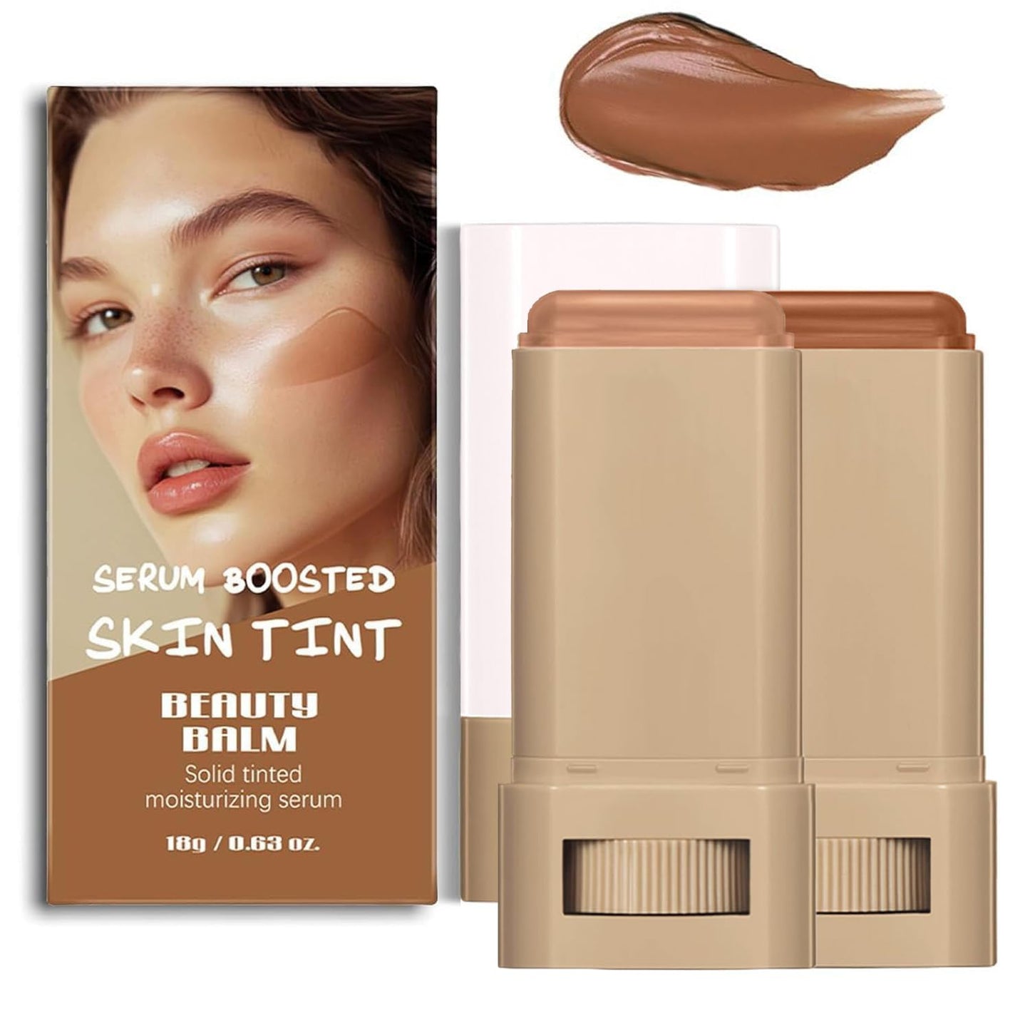 Foundation Stick - Tinted Moisturizer & Beauty Balm Serum for Black Women | Buildable Coverage, Natural Finish, All-Day Wear (#06)