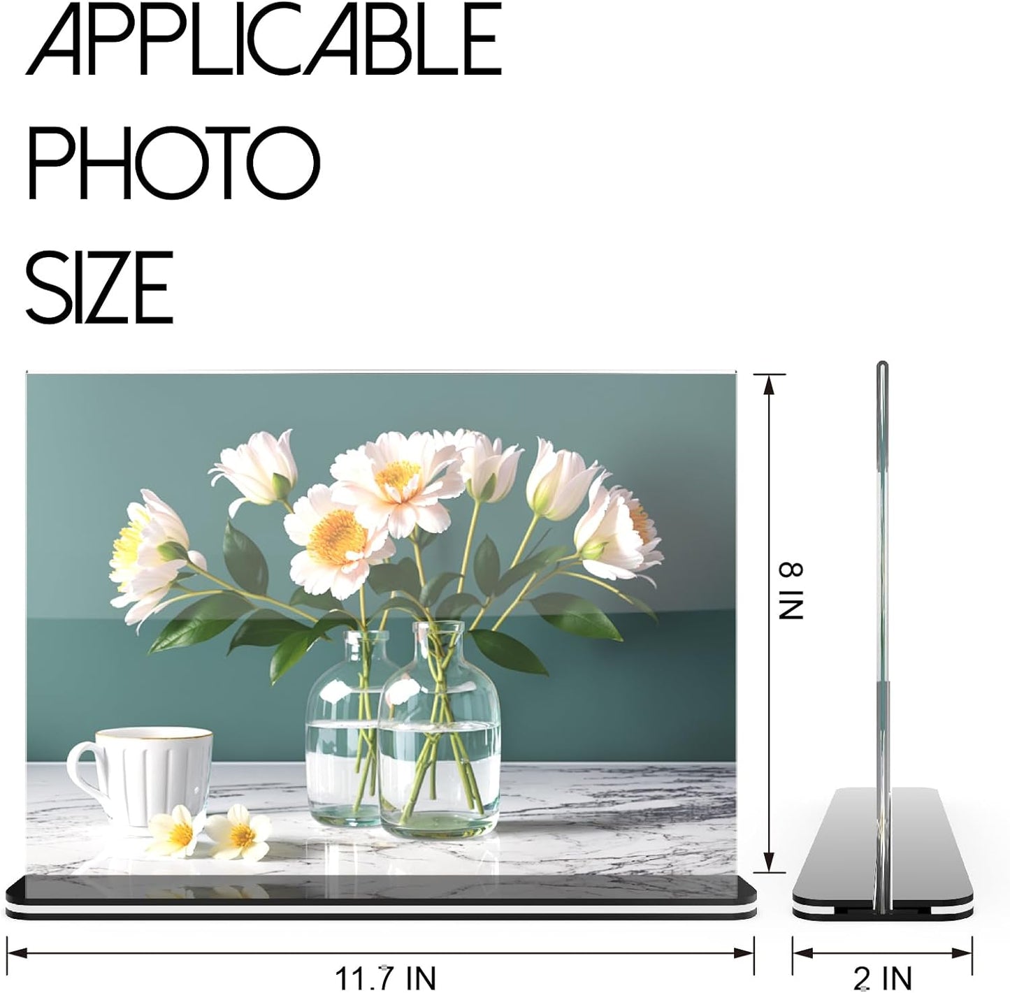 Acrylic Sign Holder - 12x8 Two-Sided Display Stand | 4 Pack for Cafes, Shops, Events