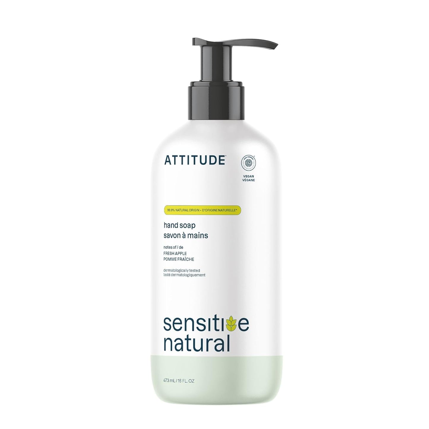 ATTITUDE Moisturizing Hand Soap for Sensitive Skin - Oat & Argan Oil, Vegan, 16 Fl Oz
