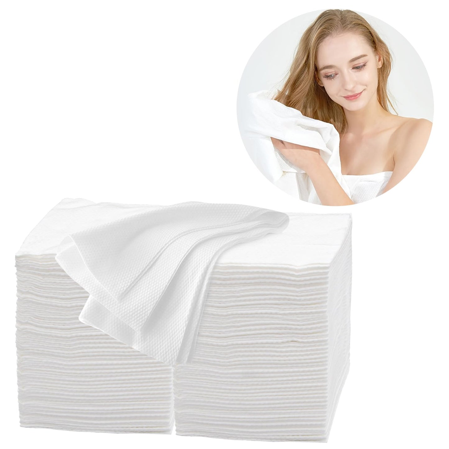 Tvvcalk Premium Disposable Towel, 100 PCS Ultra Soft, Quick Dry Disposable Hair Towels Spa Salon Towel, Portable Body Towels Disposable for Massage Beauty Hotel Camping Travel Gym 28 x 12 inch