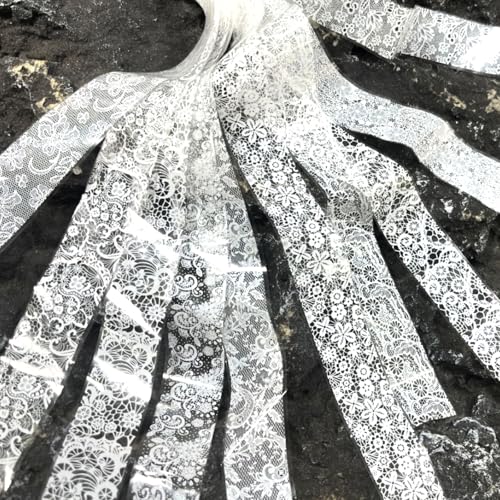 MOLILON 10 Rolls White Lace Nail Foil with Holographic Patterns