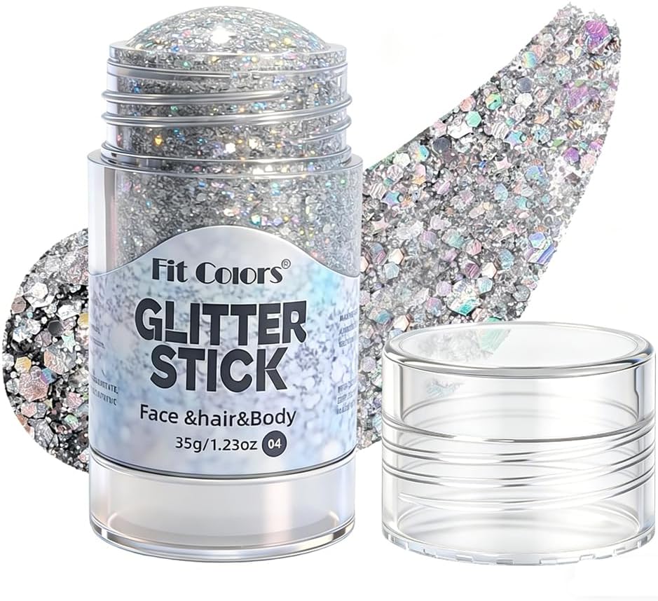 Clear White Glitter Stick - Sparkling Hair & Face Glitter Gel for Concerts | Rave & Festival Body Art