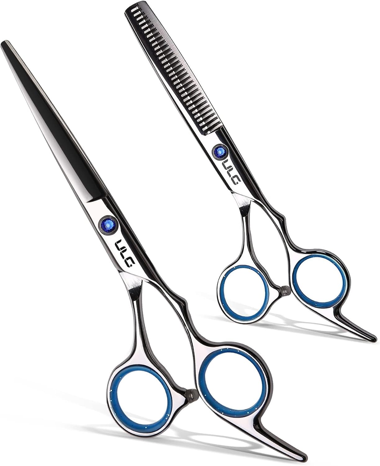 Professional Hair Cutting Scissors Kit - Thinning Shears & Razor Edge | 6.5 Inch Japanese Stainless Steel, Black