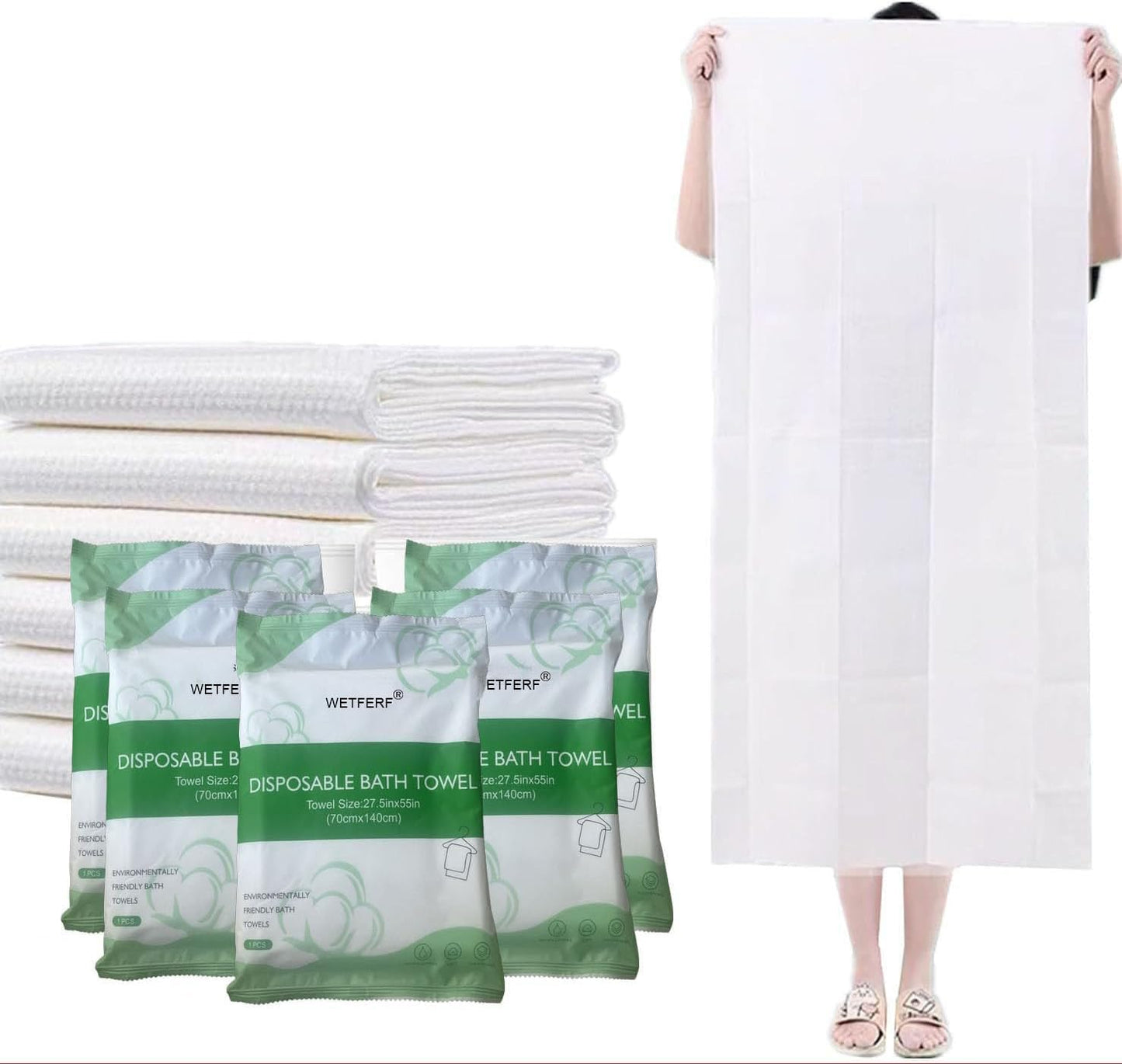 Disposable Bath Towels - 20 Pack Durable Large Portable Thick Towels for Travel, Spa & Camping | 55'' x 27.5''
