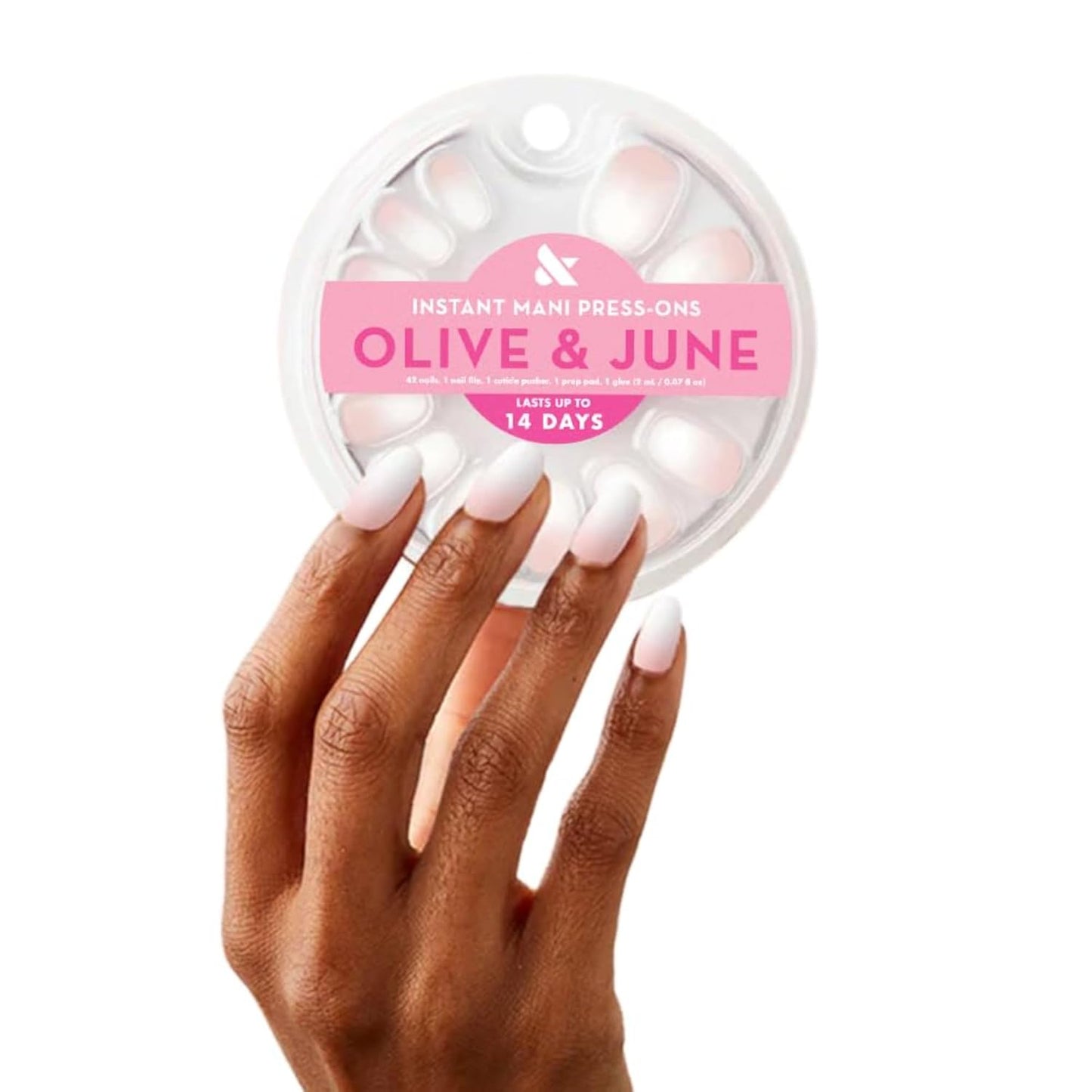 Instant Mani Summer Press-On Nails - Non-Toxic, Long-Lasting | 42 Fake Nails in 21 Sizes | Medium Almond Shape
