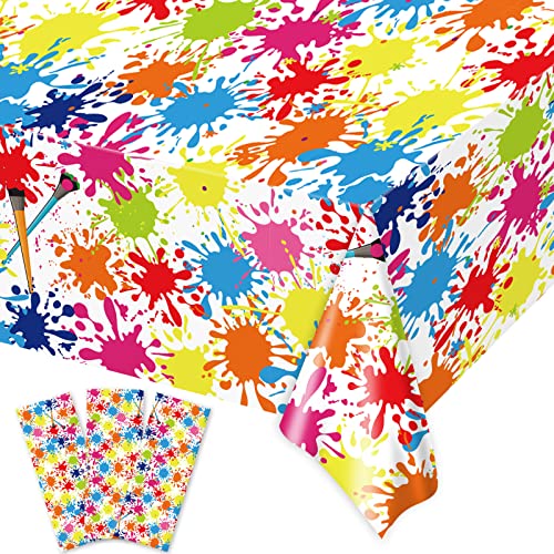 Art Paint Splatter Tablecloths - 3 Pack for Birthday Parties