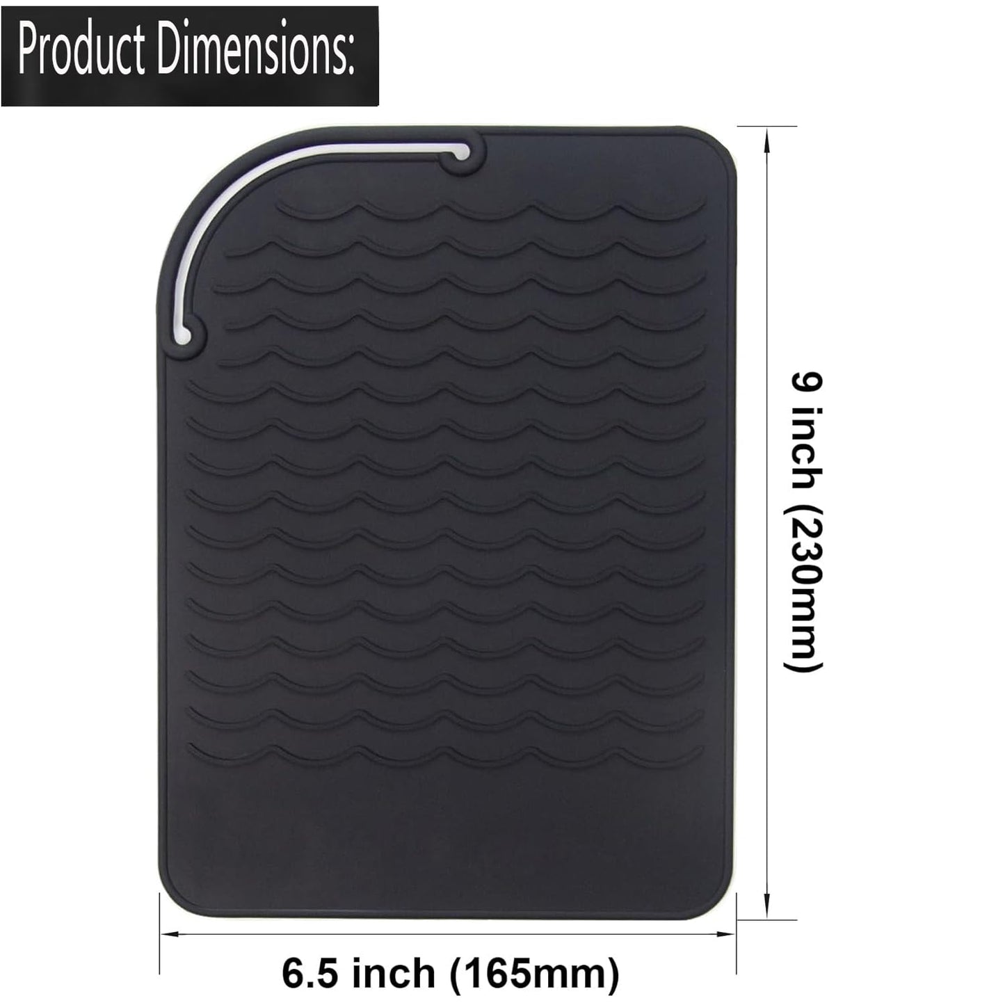 Silicone Heat Resistant Mat, Portable Travel Mat Cover for Curling Irons, Flat Irons, Hair Straightener and Hot Hair Styling Tools (Black, S)