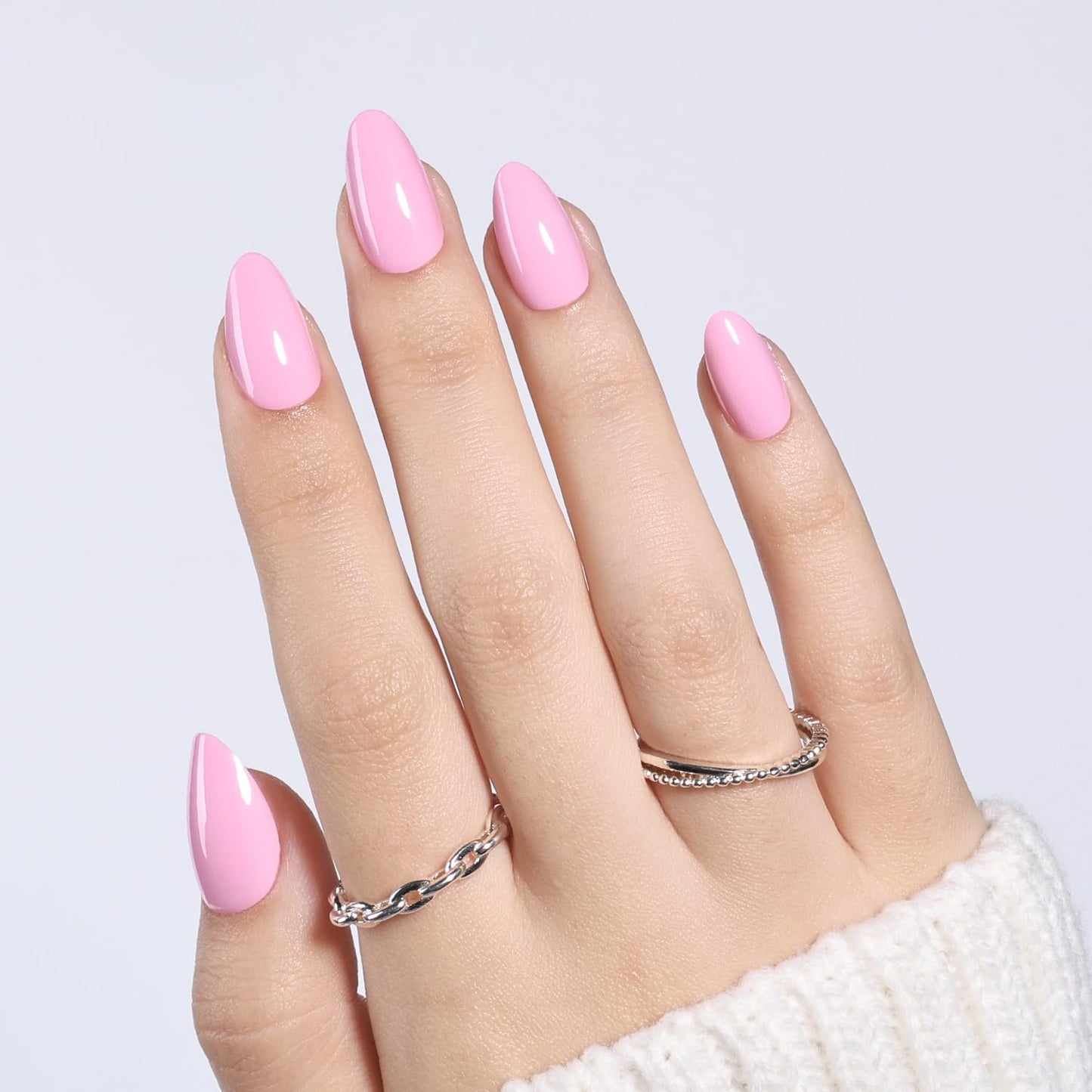 Glossy Red Press On Nails - Almond Shape Fake Nails with Glue | 32 PCS, 16 Sizes for Women