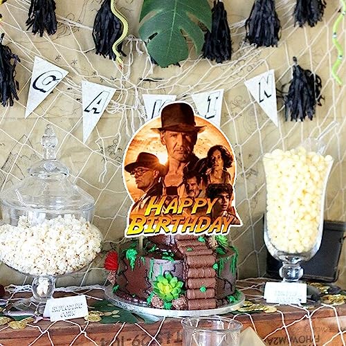 Indiana Jones Birthday Party Supplies Set - Banner, Cake Topper, Balloons & Cupcake Toppers