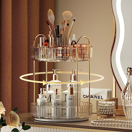 YCIA&DONE Rotating Makeup Organizer - 360° Large Capacity for Vanity