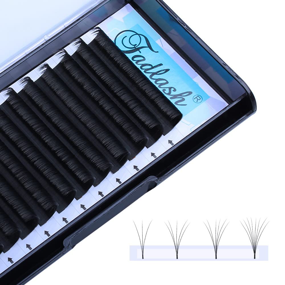 Easy Fan Lash Extensions - D Curl 0.07 Volume Mixed Trays | Soft Individual Lashes 8-14mm