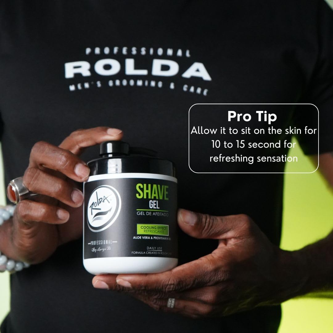 Rolda Refreshing Shave Gel For Sensitive Skin - Clear Non-Foaming Shaving Gel for Men With Aloe Vera, Pro-Vitamin B5 (17.63oz | 500g)