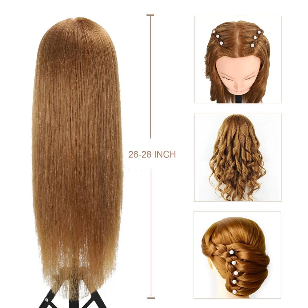 Opini Mannequin Head with 80% Human Hair 26-28" Doll Head for Hairdresser