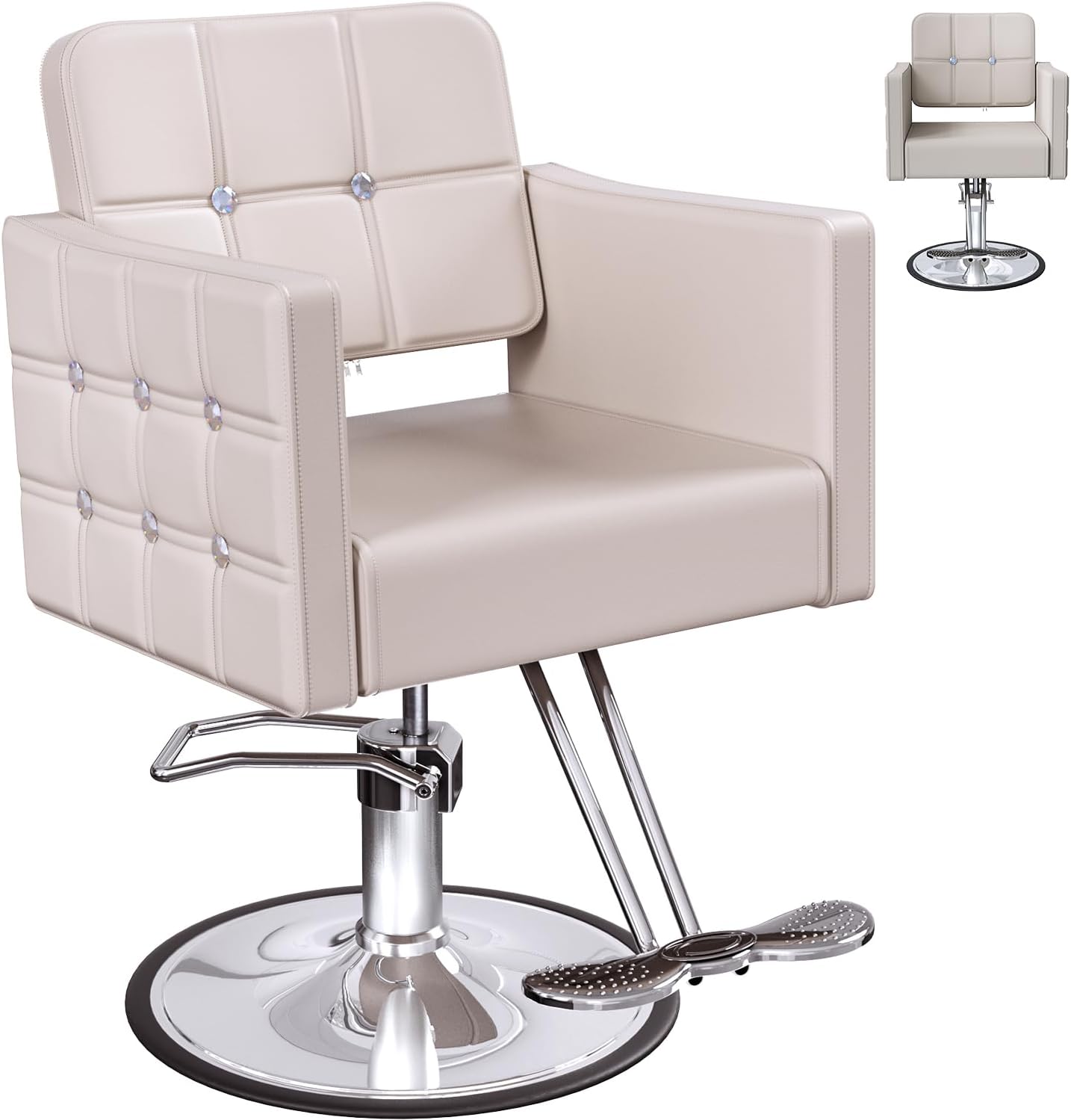 Reclining Salon Barber Chair - 360° Swivel, Adjustable Height, Heavy Duty Hydraulic | Matte Black