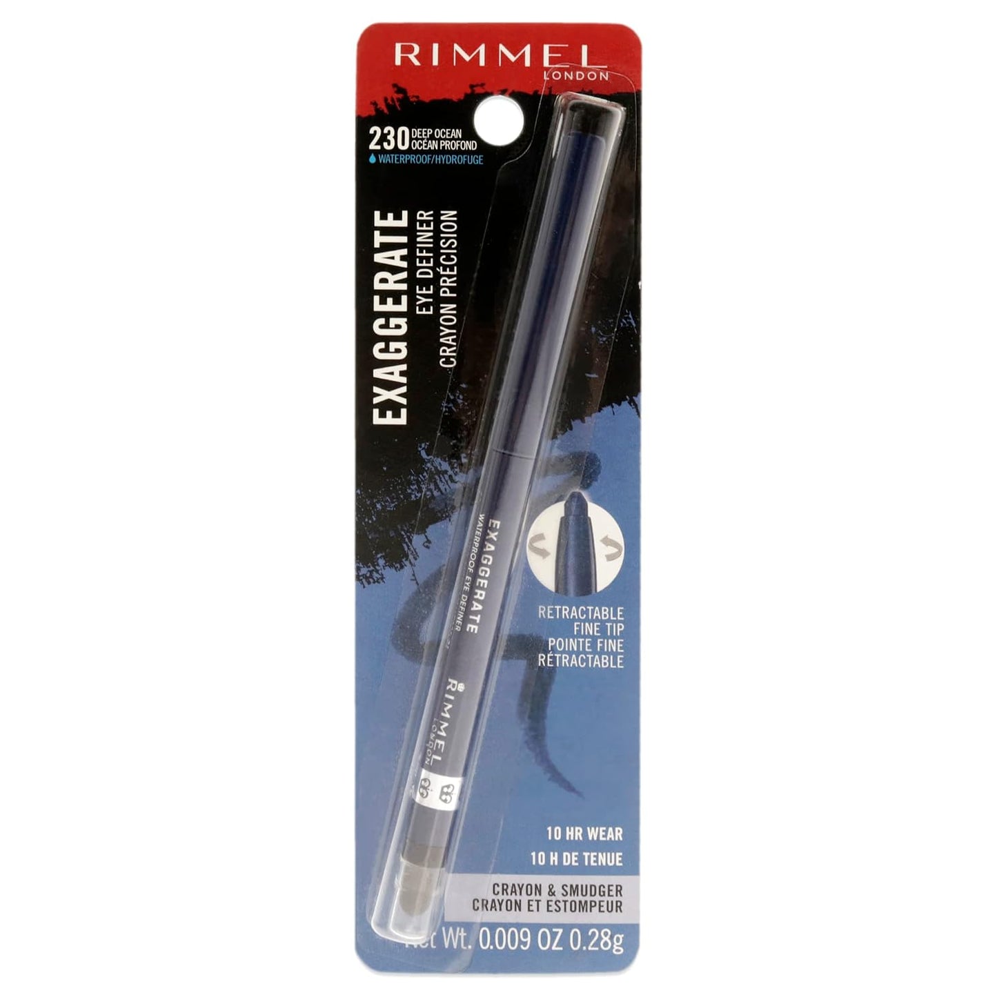 Rimmel London Exaggerate Waterproof Eyeliner - Highly Pigmented, Long-Wearing | Deep Ocean, 0.01oz