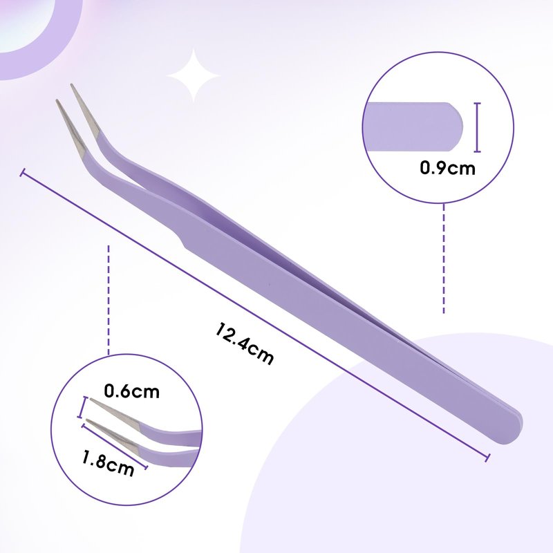 WENDY Lash Tweezers for Eyelash Extensions, Precision Fiber Stainless Steel Lash Applicator Tool for False Eyelashes, Precision Fiber Mega Volume lash-tweezers Use at Home