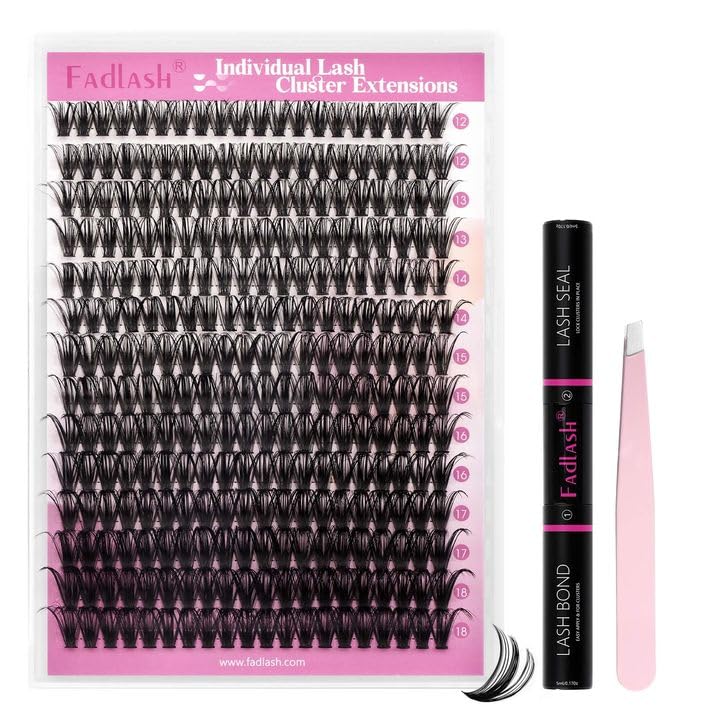 Cluster Lashes - D Curl Wispy Individual Eyelash Extensions for Natural Look | Reusable Fluffy DIY Kit (12-18mm Mix)