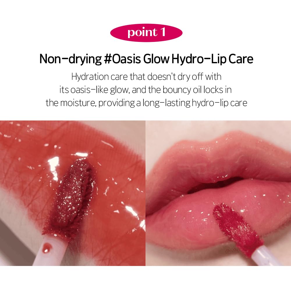 ETUDE Over Glowy Lip Stain Tint - Non-Sticky Vegan Lip Tint for Moisturized, Long-Lasting Color | Black Cat Rose Jelly