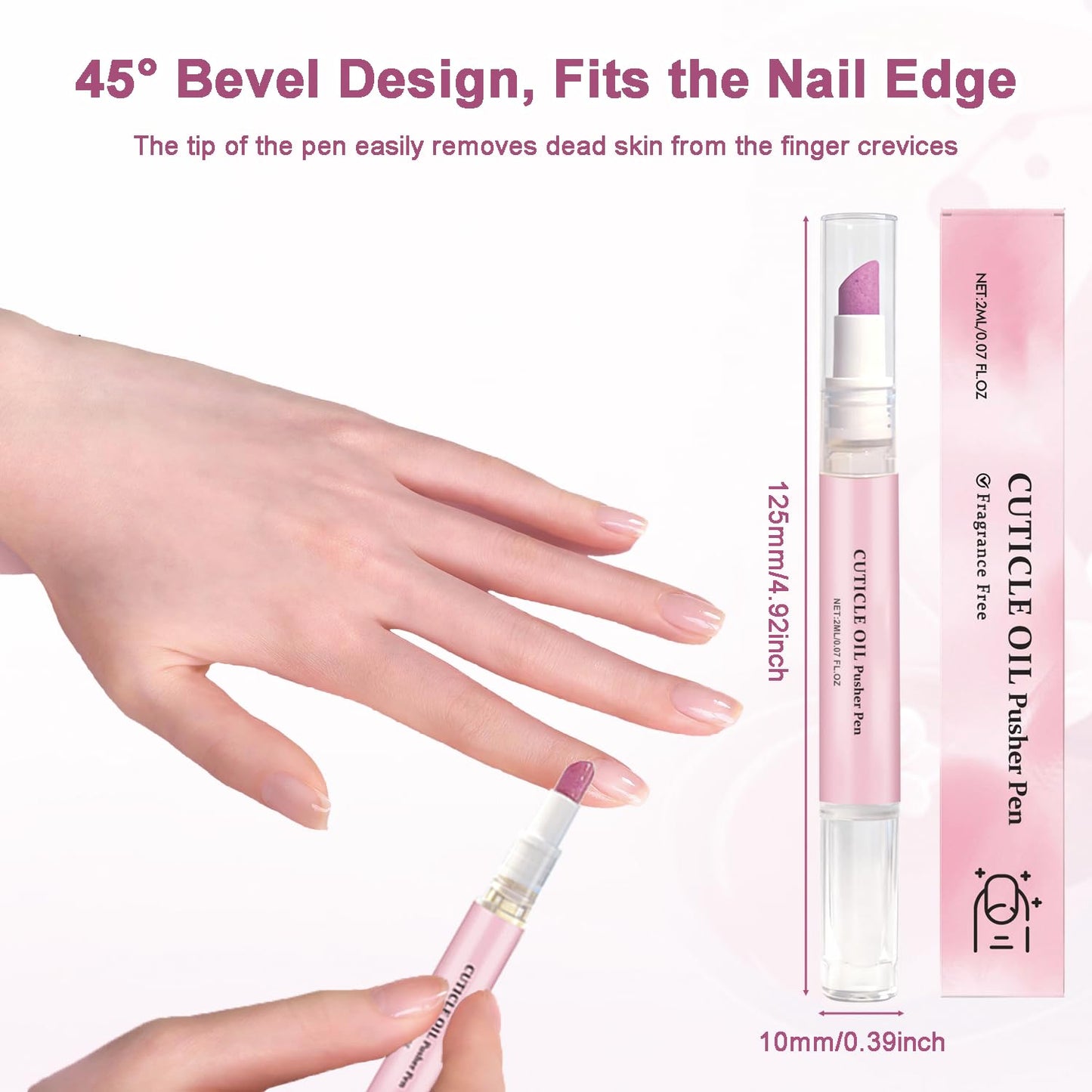Ceramic Cuticle Pusher Set - 2PC Gentle Cuticle Remover & Nourishing Oil Pen for Healthy Nails | Perfect for Hangnails & Dry Cuticles