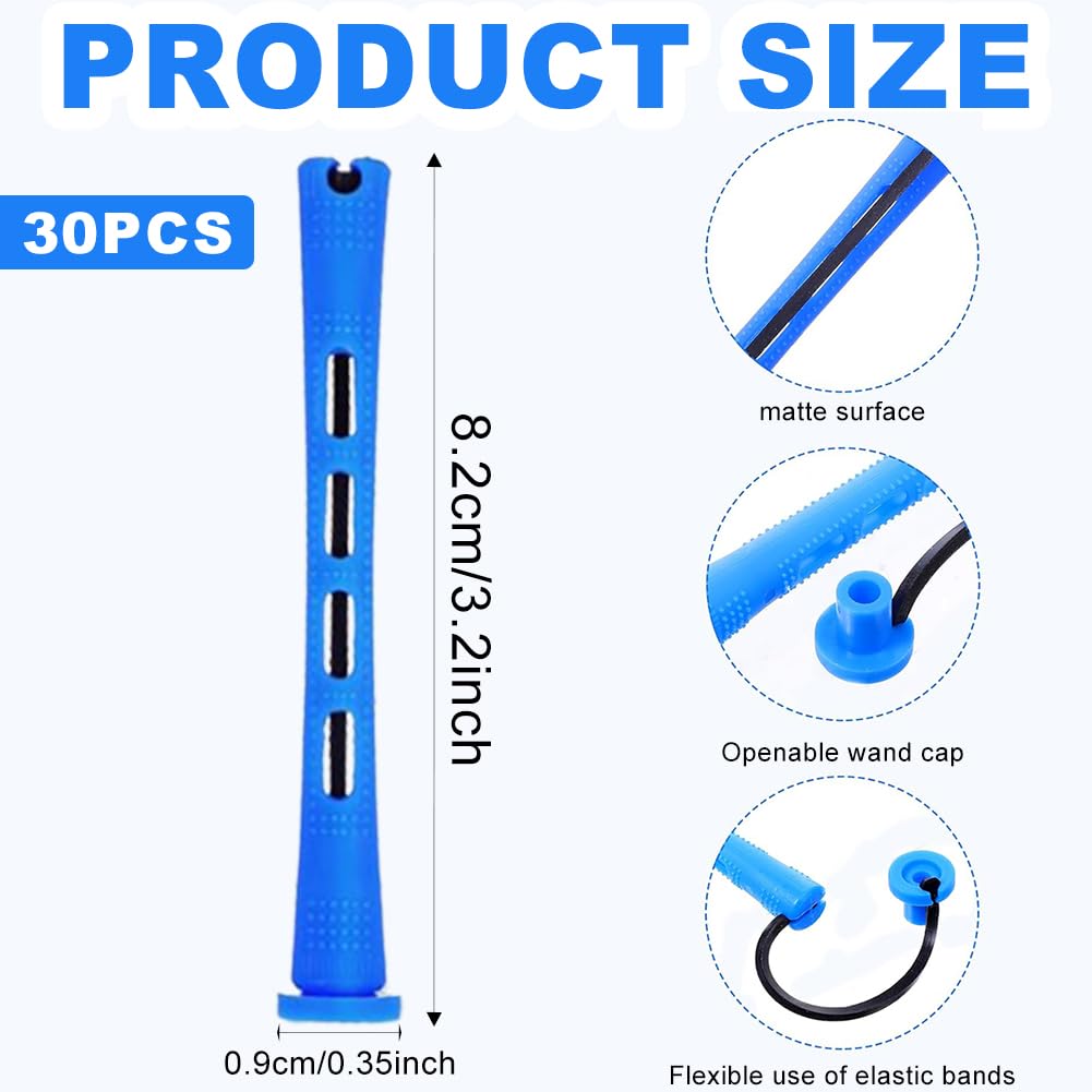 Perm Rods Set - 40pcs Small Plastic Curling Rollers for Short Natural Hair | DIY Hairdressing Tools (Blue)