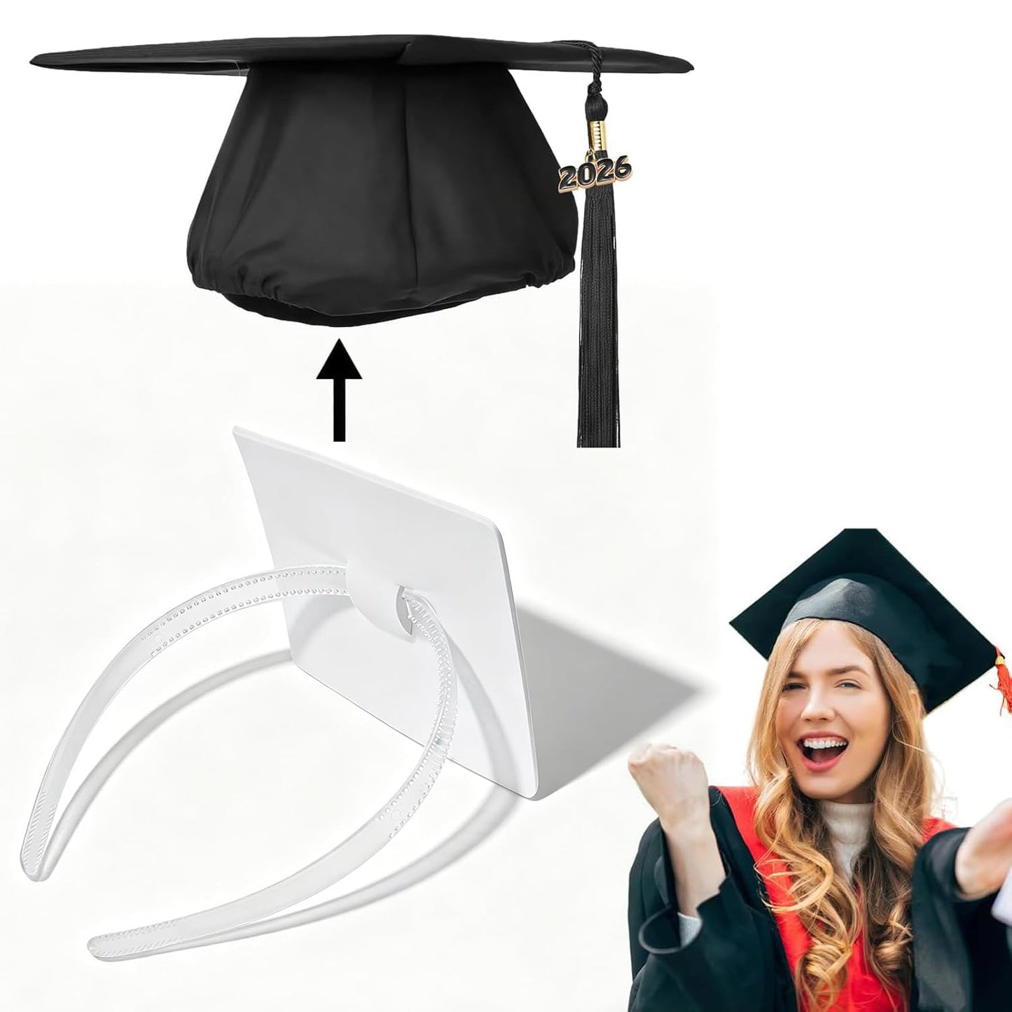 Graduation Cap Headband for Women - Firm Anti-Fall Hairband | Ideal Graduation Hat Accessory for Students