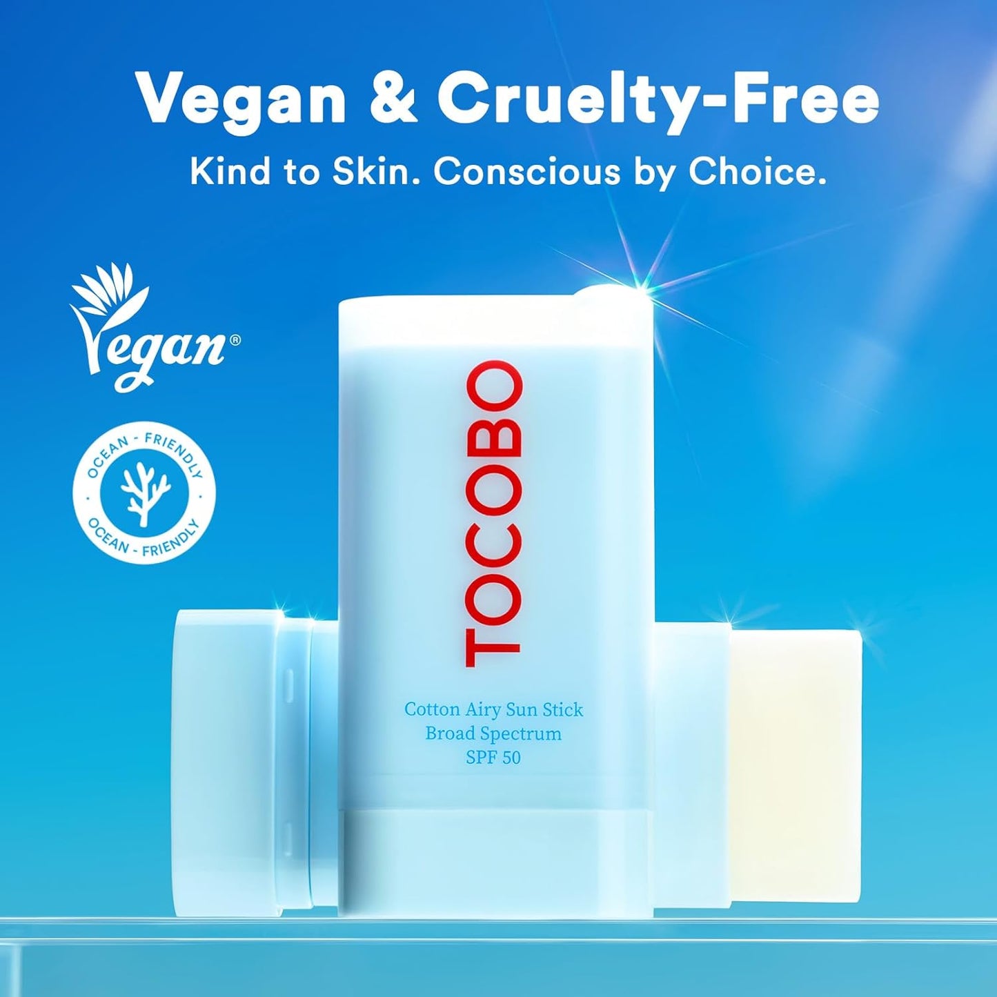 Cotton Airy Sun Stick SPF 50 - Korean Matte Sunscreen for Face | Travel Size, Vegan, 0.67 oz