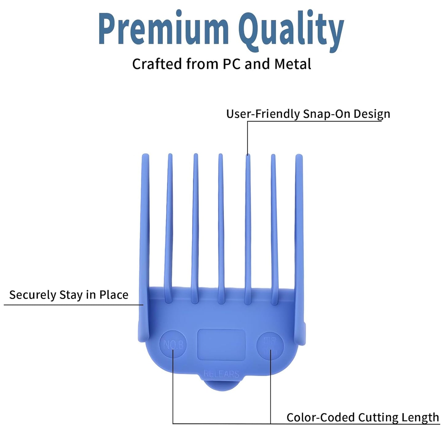 Color-Coded Hair Clipper Guards - 10 Pcs Cutting Guide Combs for Wahl & Surker | Lengths 1/16" to 1" (1.5mm to 25mm)
