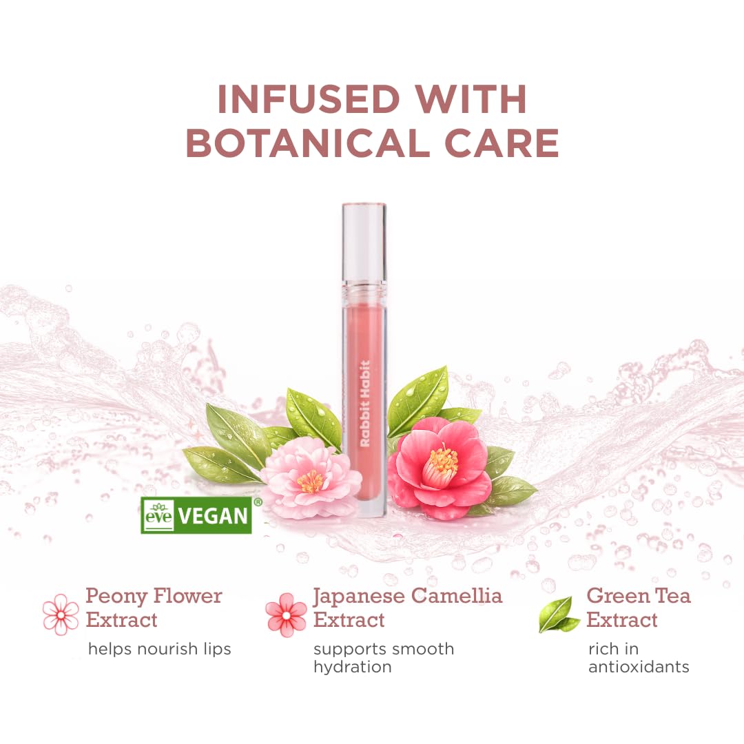 Rabbit Habit Water Lip Stain - Vegan, Cruelty-Free, Non-Drying Formula | Cherry Blossom Shade