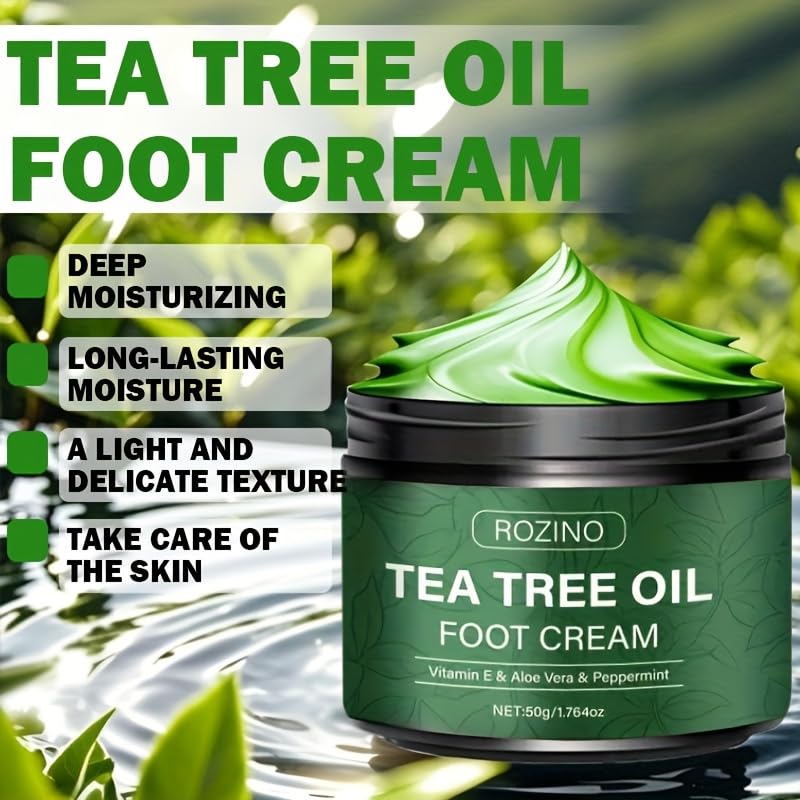 2-Pack Tea Tree Oil Foot Cream for Cracked Heels & Dry Skin - Moisturizing Balm
