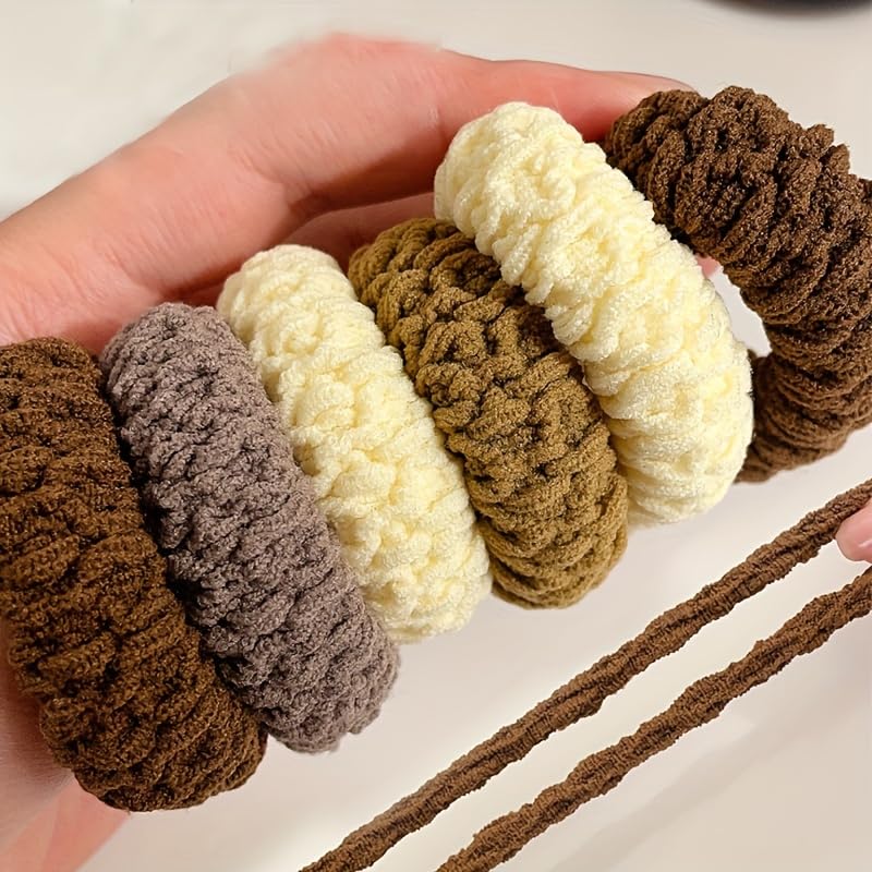 Thick & Durable Hair Ties for Women - High Elasticity Solid Color Ponytail Holders | 6pcs Set