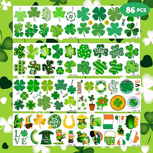 Lucky Irish Shamrock Temporary Tattoos for Saint Patrick's Day & Birthday Parties